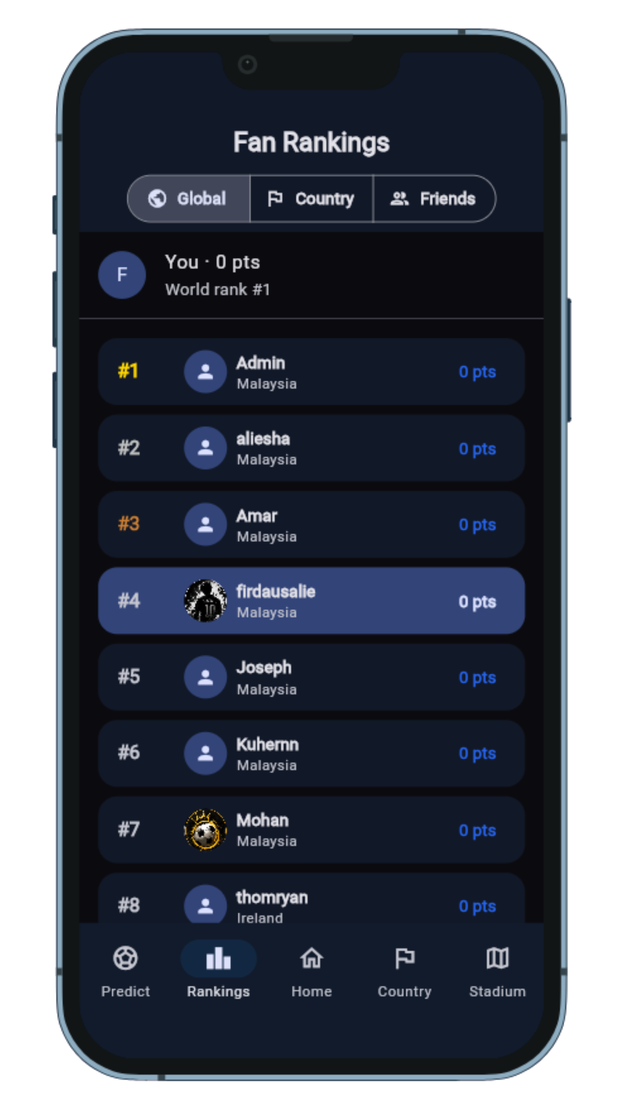 GoalClash Fan Rankings leaderboard